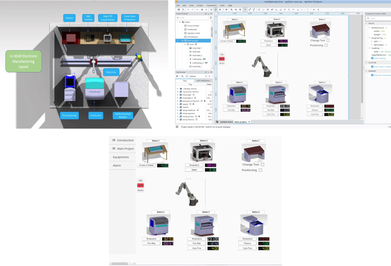 HMI Dashboard For In-Mold Electronic Layout Workspace