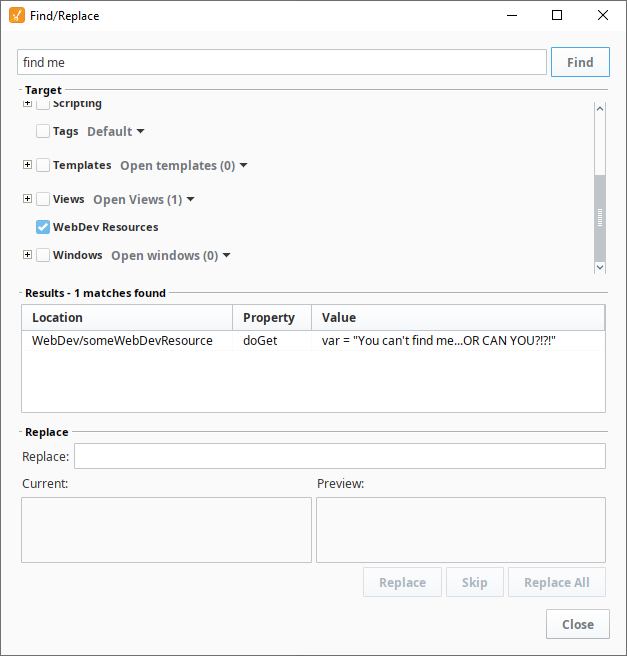 Web Dev Resources Find Replace